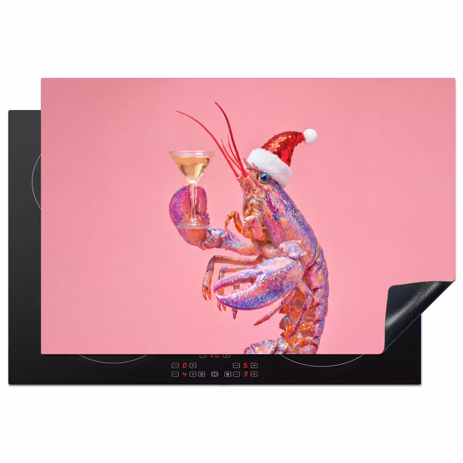Inductiebeschermer - Kreeft - Kerst - Roze — 1