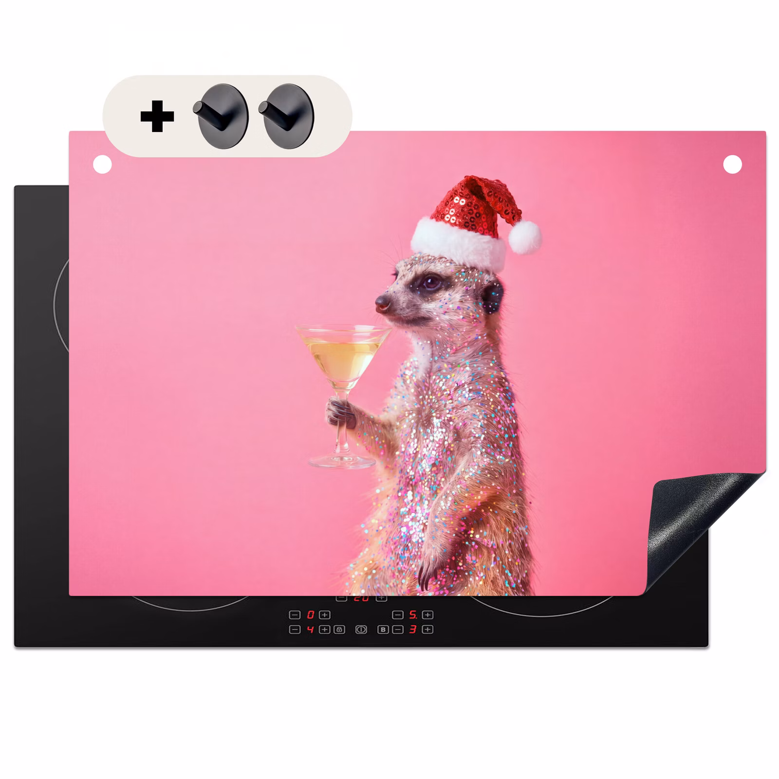 Inductiebeschermer & spatscherm (2in1) - Dieren - Glitter - Feest — 1