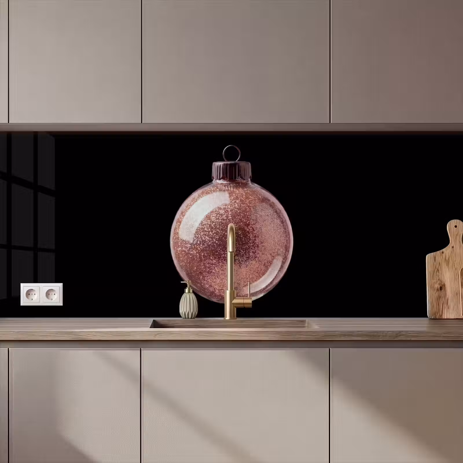 Keuken achterwand - Kerstbal - Roségoud - Kerst — 1