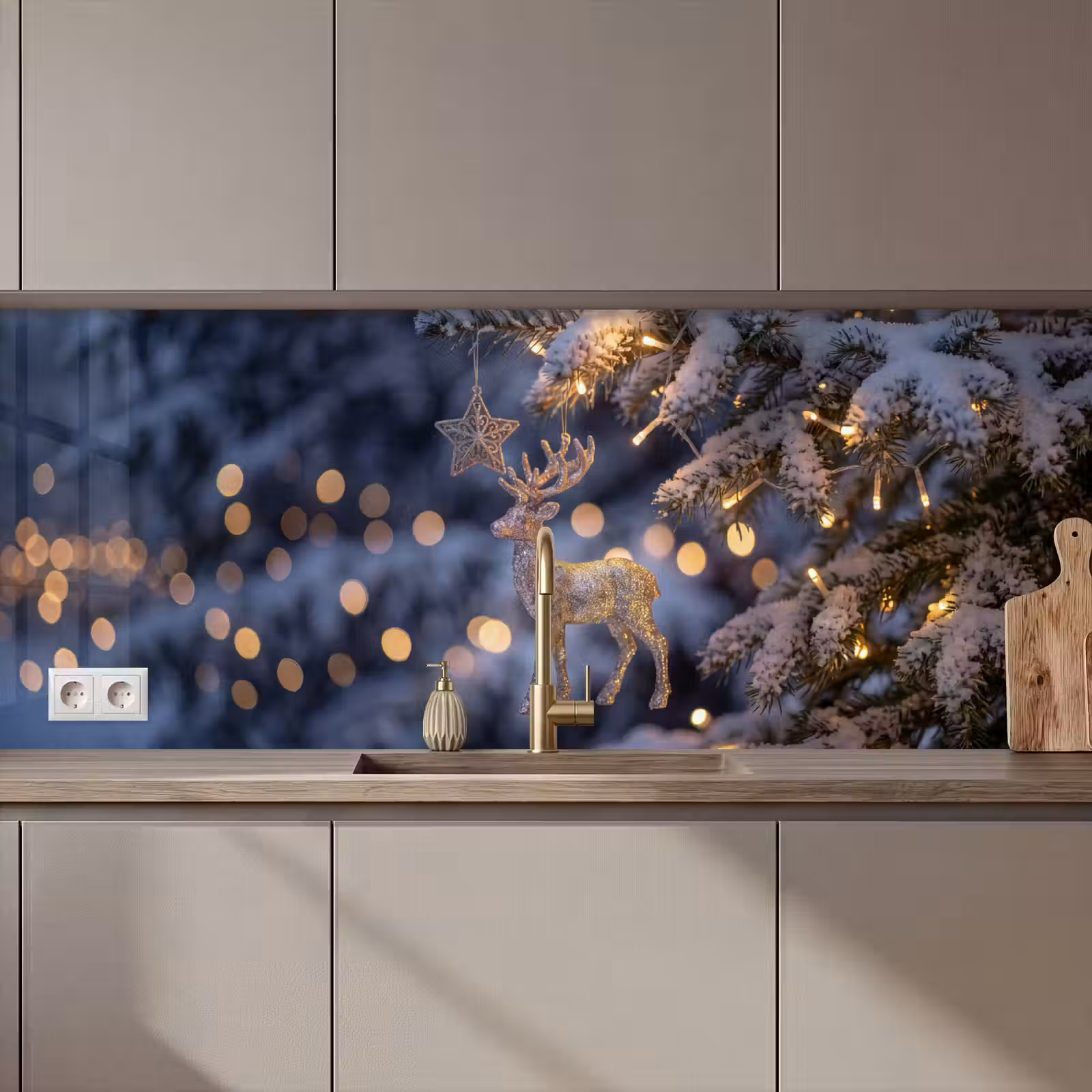 Keuken achterwand - Rendier - Kerst - Sneeuw — 1