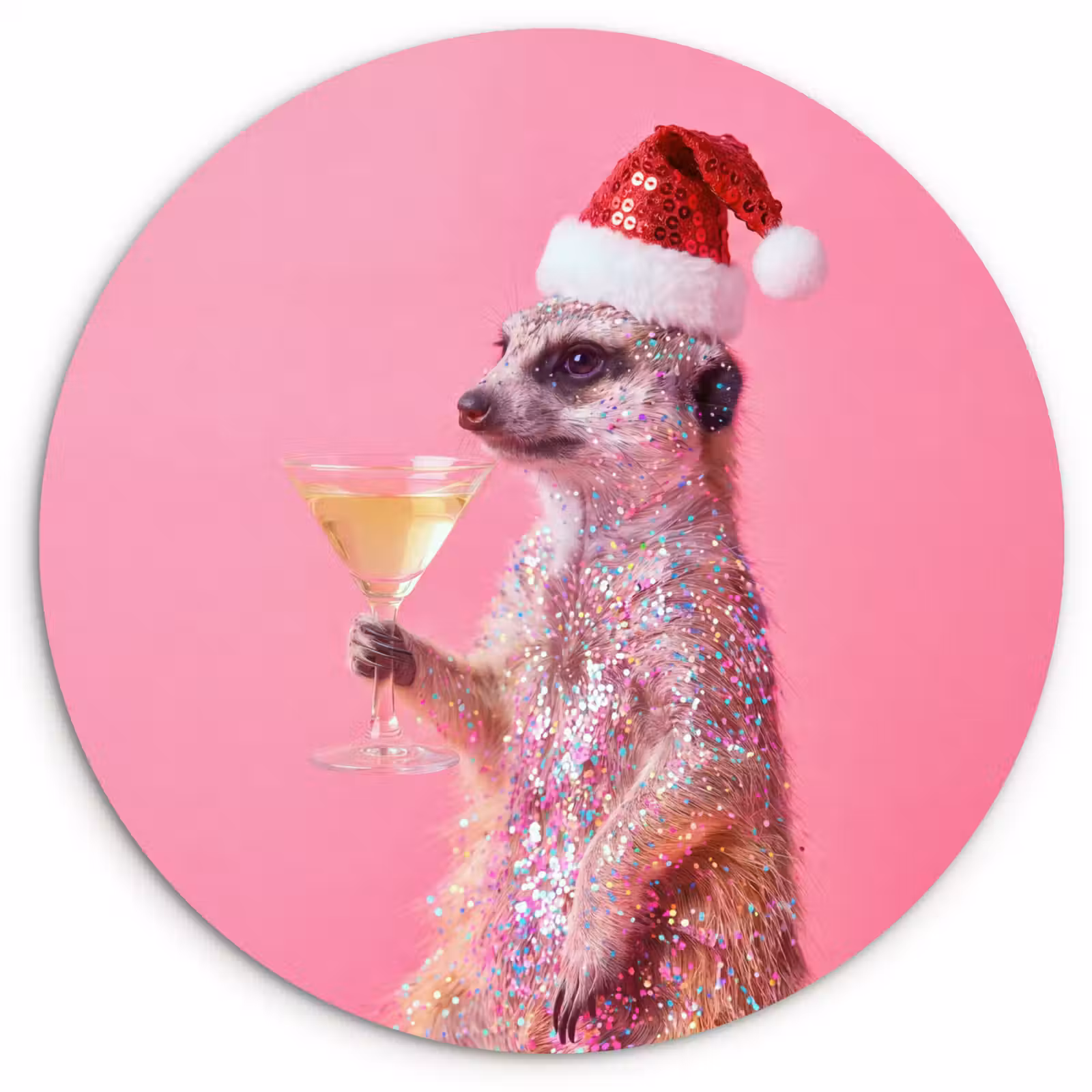 Muurcirkel glas - Dieren - Glitter - Feest — 1