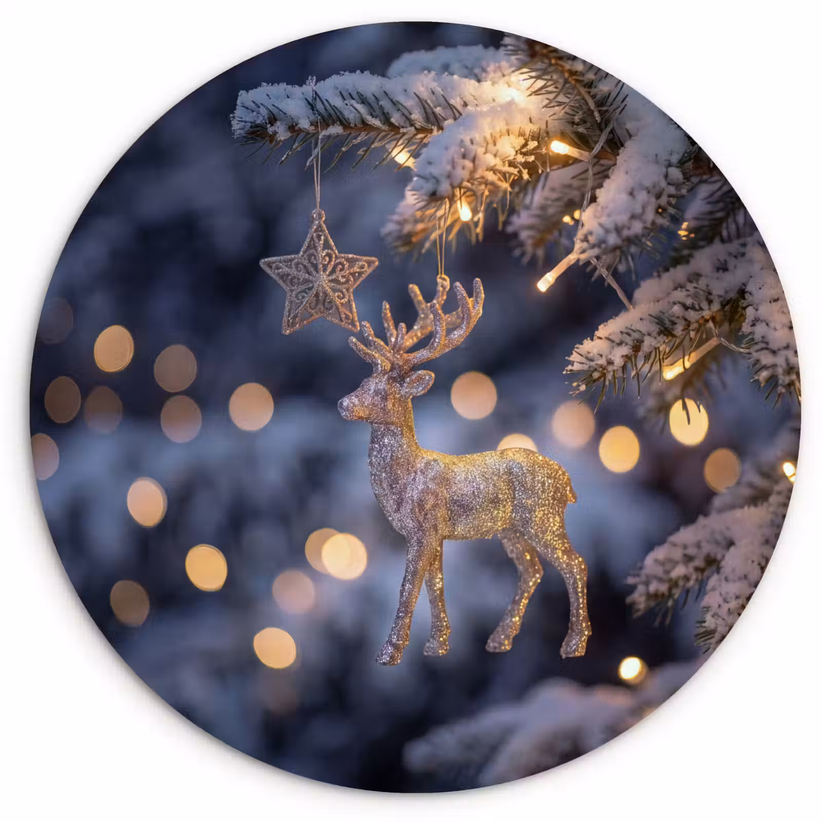 Muurcirkel glas - Rendier - Kerst - Sneeuw — 1