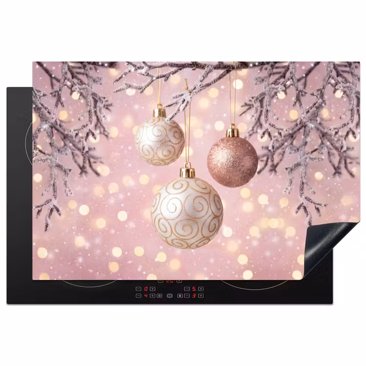 Inductiebeschermer - Kerstbal - Roze - Winter — 1
