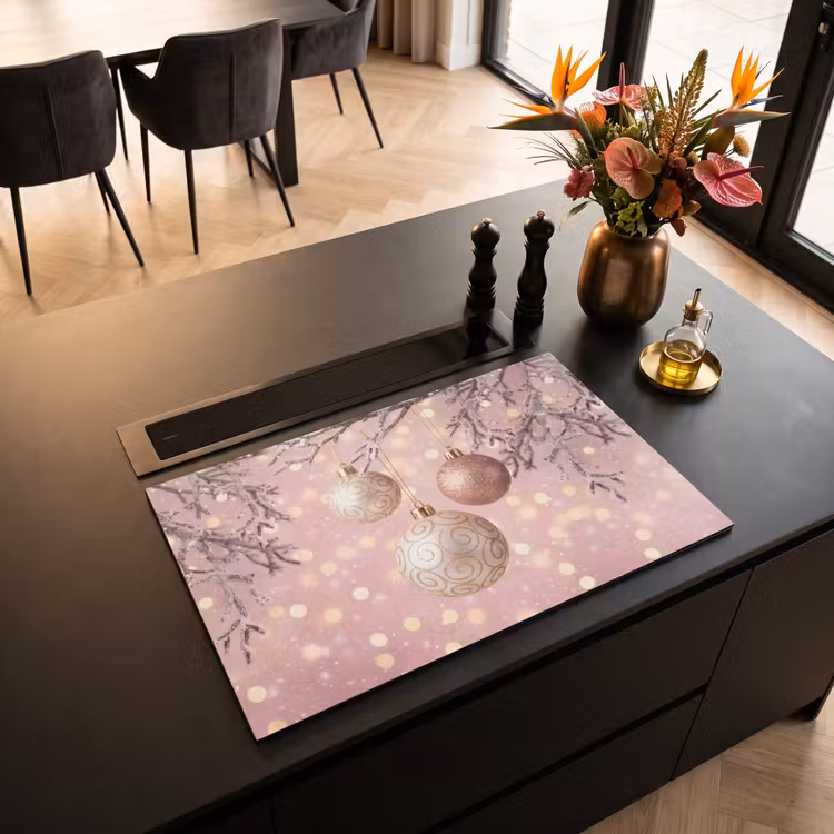 Inductiebeschermer - Kerstbal - Roze - Winter — 2