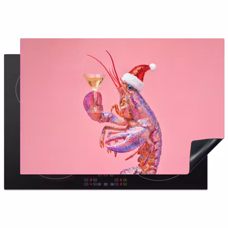 Inductiebeschermer - Kreeft - Kerst - Roze — 1