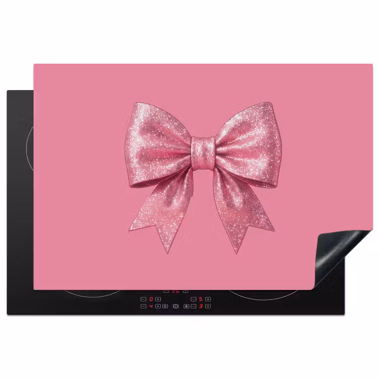 Inductiebeschermer - Roze strik - Glitter — 1