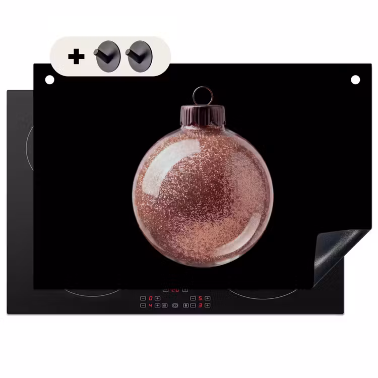 Inductiebeschermer & spatscherm (2in1) - Kerstbal - Roségoud - Kerst — 1