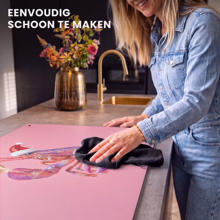 Inductiebeschermer & spatscherm (2in1) - Kreeft - Kerst - Roze — 5