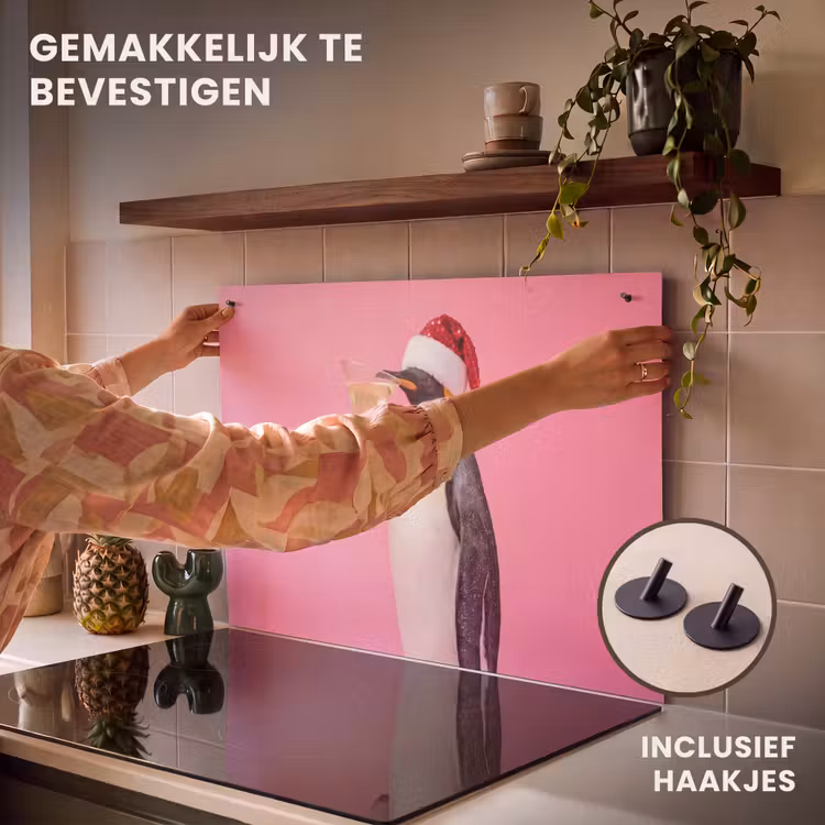 Inductiebeschermer & spatscherm (2in1) - Pinguïn - Kerst - Feest — 7