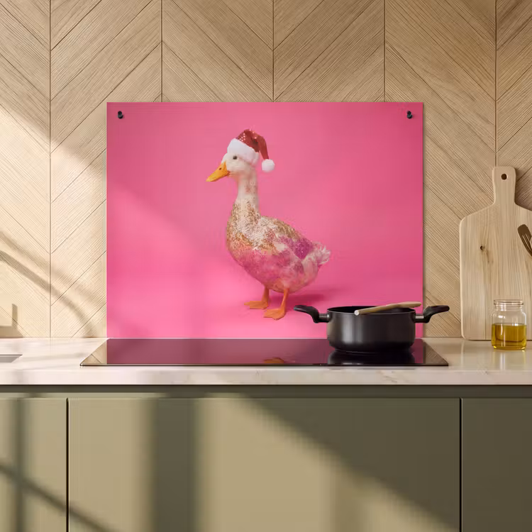 Inductiebeschermer & spatscherm (2in1) - Vogel - Kerst - Roze — 2