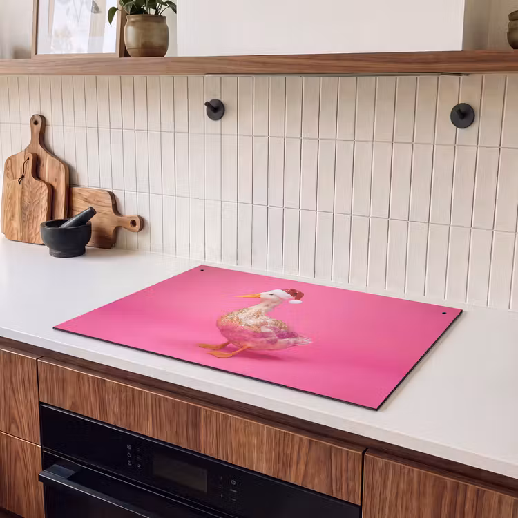Inductiebeschermer & spatscherm (2in1) - Vogel - Kerst - Roze — 3