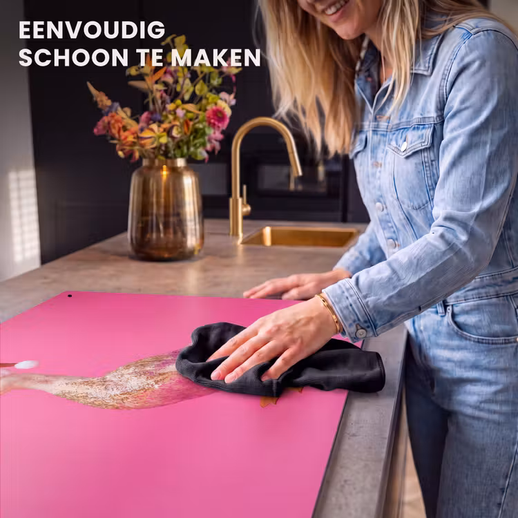 Inductiebeschermer & spatscherm (2in1) - Vogel - Kerst - Roze — 5
