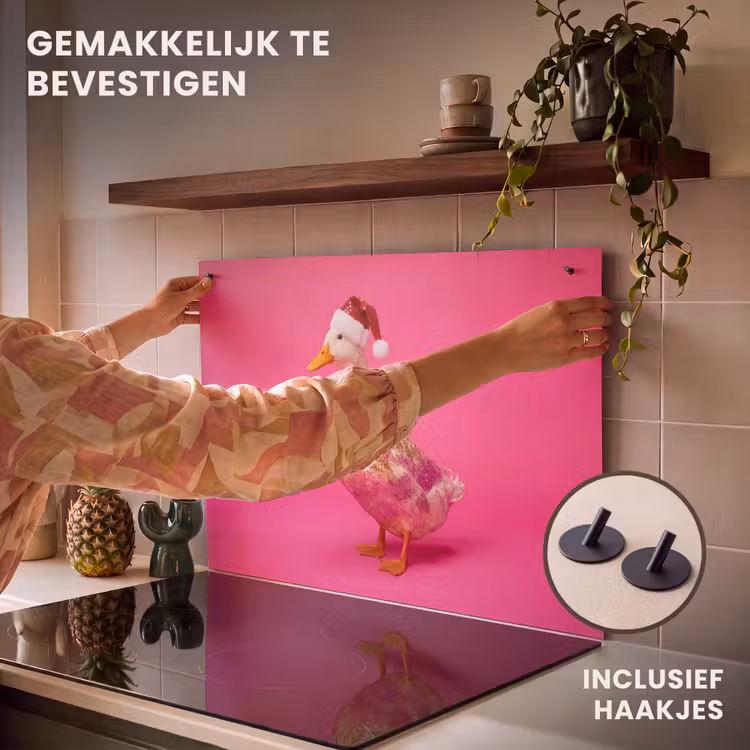 Inductiebeschermer & spatscherm (2in1) - Vogel - Kerst - Roze — 7
