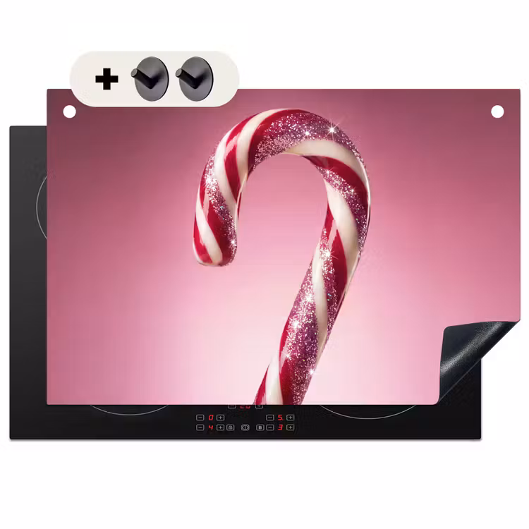 Inductiebeschermer & spatscherm (2in1) - Zuurstok - Glinsterend - Roze — 1