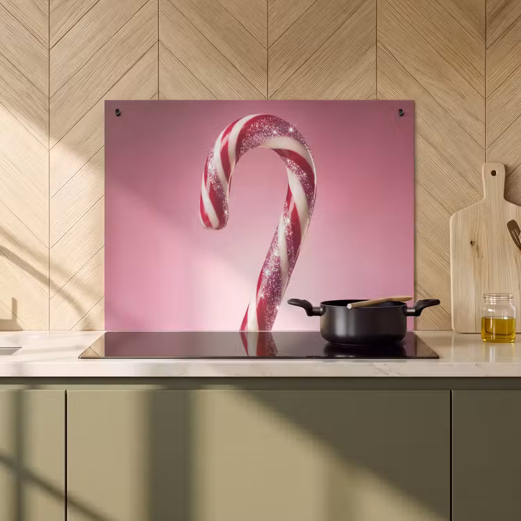 Inductiebeschermer & spatscherm (2in1) - Zuurstok - Glinsterend - Roze — 2