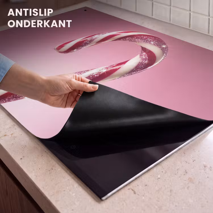 Inductiebeschermer & spatscherm (2in1) - Zuurstok - Glinsterend - Roze — 4