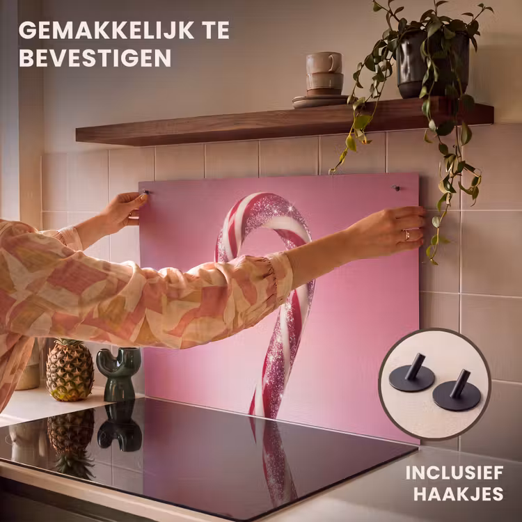 Inductiebeschermer & spatscherm (2in1) - Zuurstok - Glinsterend - Roze — 7