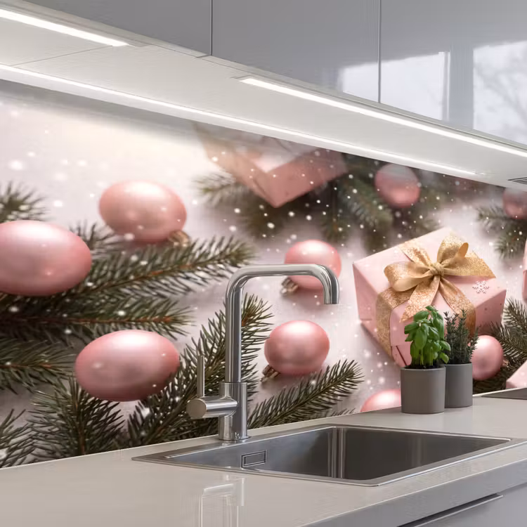 Keuken achterwand - Cadeau - Kerst - Roze — 2