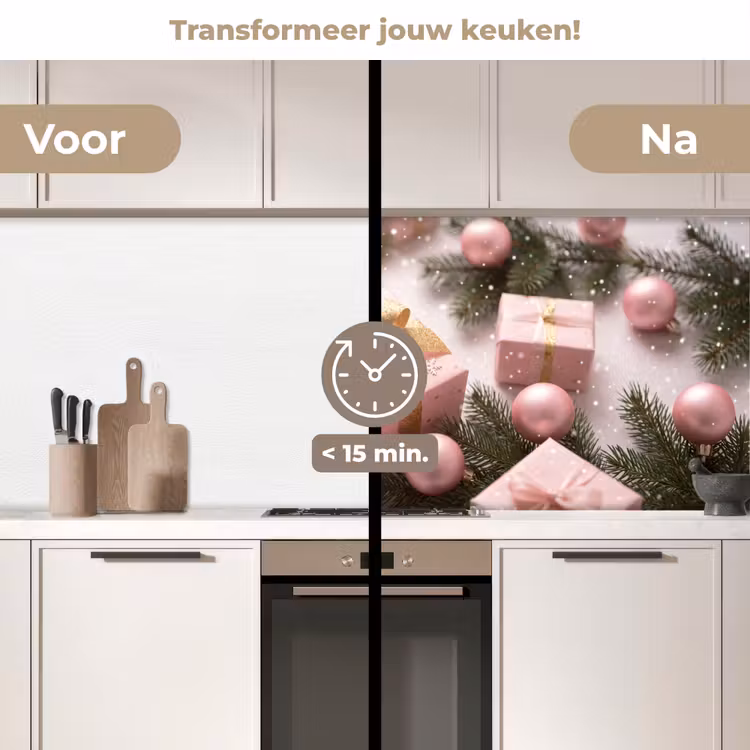 Keuken achterwand - Cadeau - Kerst - Roze — 3
