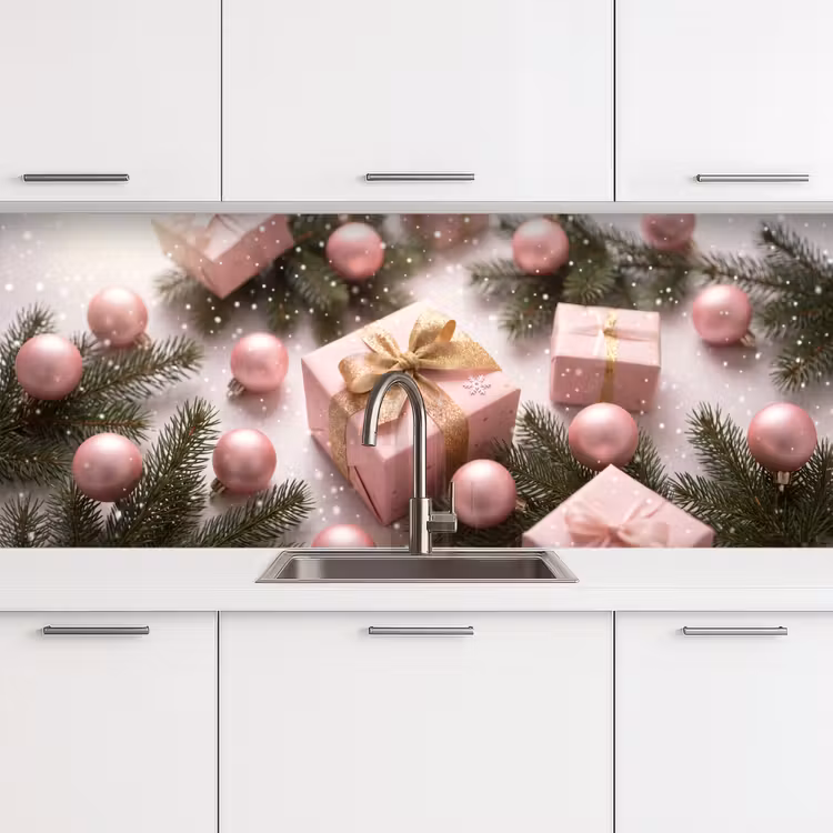 Keuken achterwand - Cadeau - Kerst - Roze — 4