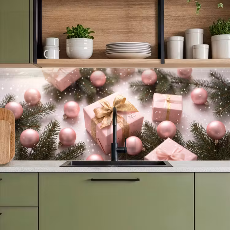 Keuken achterwand - Cadeau - Kerst - Roze — 8