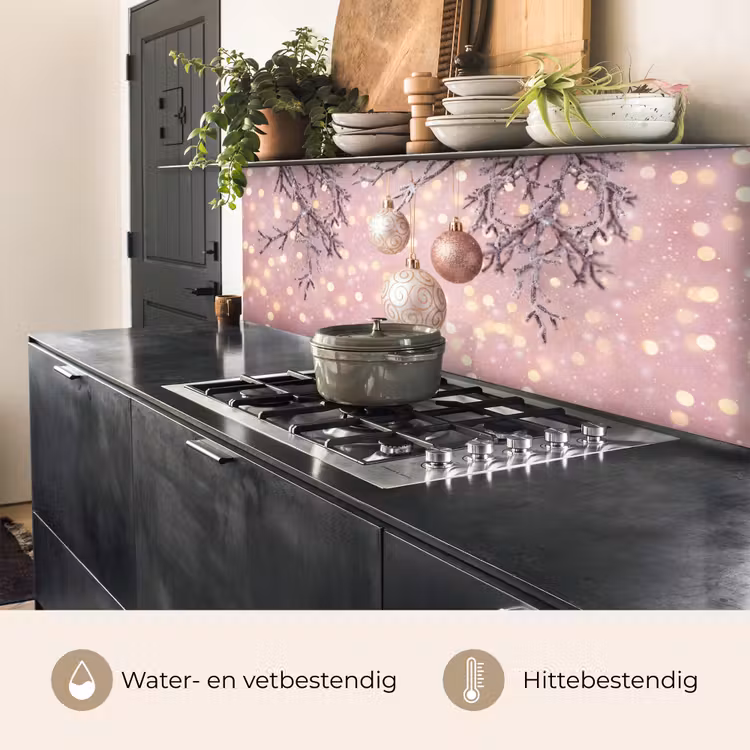 Keuken achterwand - Kerstbal - Roze - Winter — 5