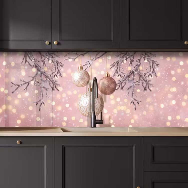 Keuken achterwand - Kerstbal - Roze - Winter — 6