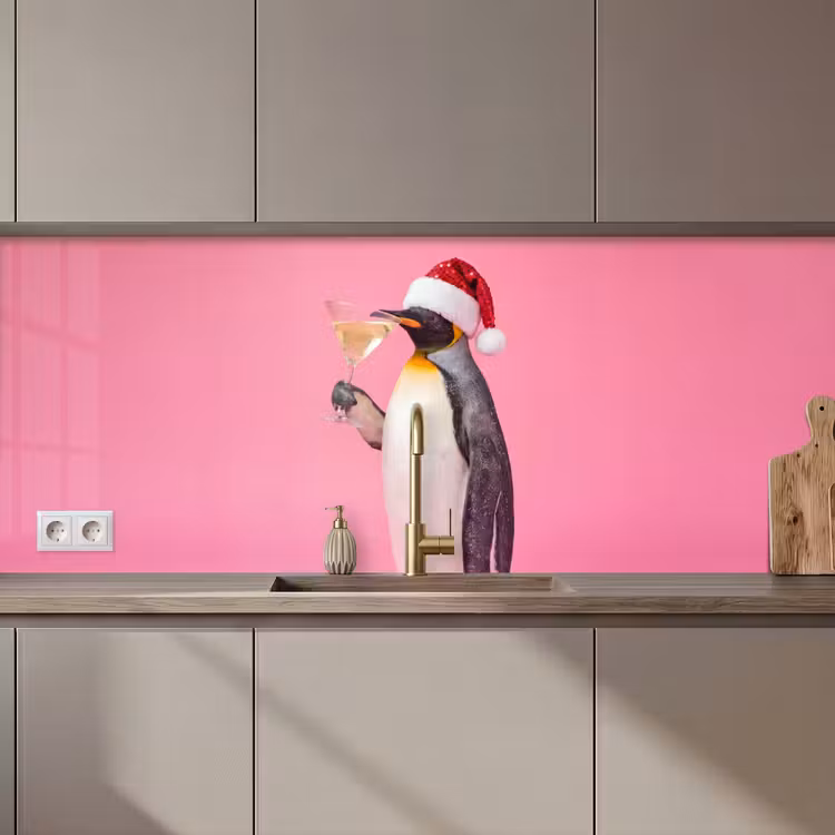 Keuken achterwand - Pinguïn - Kerst - Feest — 1