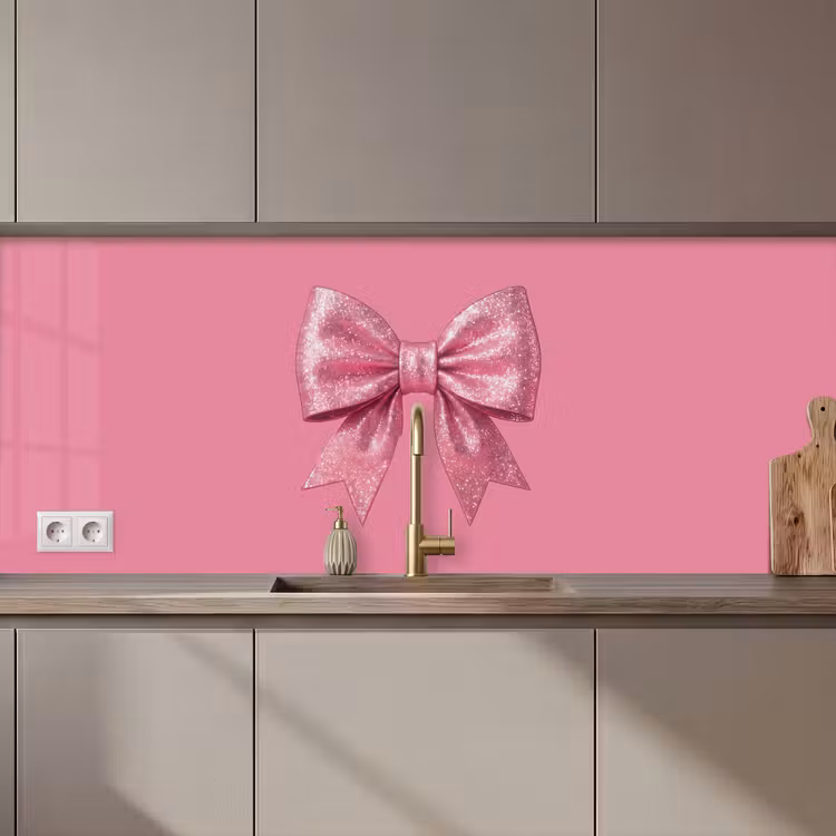 Keuken achterwand - Roze strik - Glitter — 1