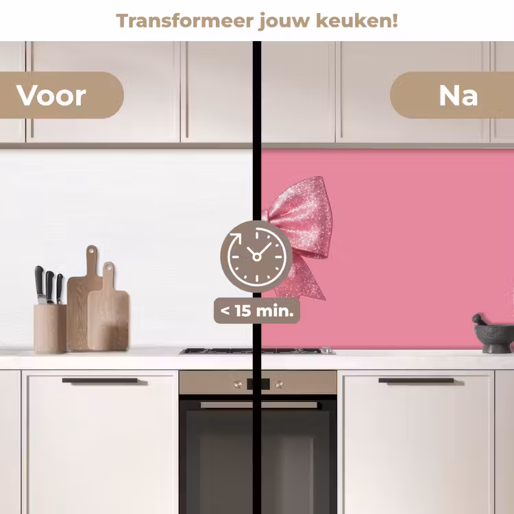 Keuken achterwand - Roze strik - Glitter — 3