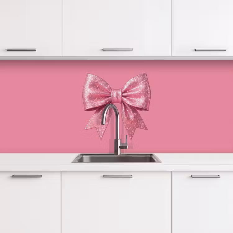 Keuken achterwand - Roze strik - Glitter — 4