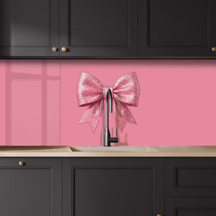Keuken achterwand - Roze strik - Glitter — 6