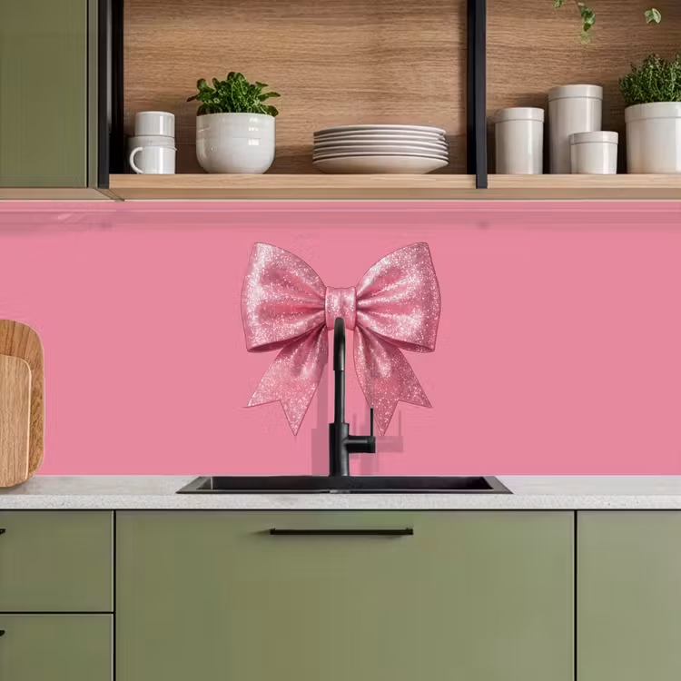 Keuken achterwand - Roze strik - Glitter — 8