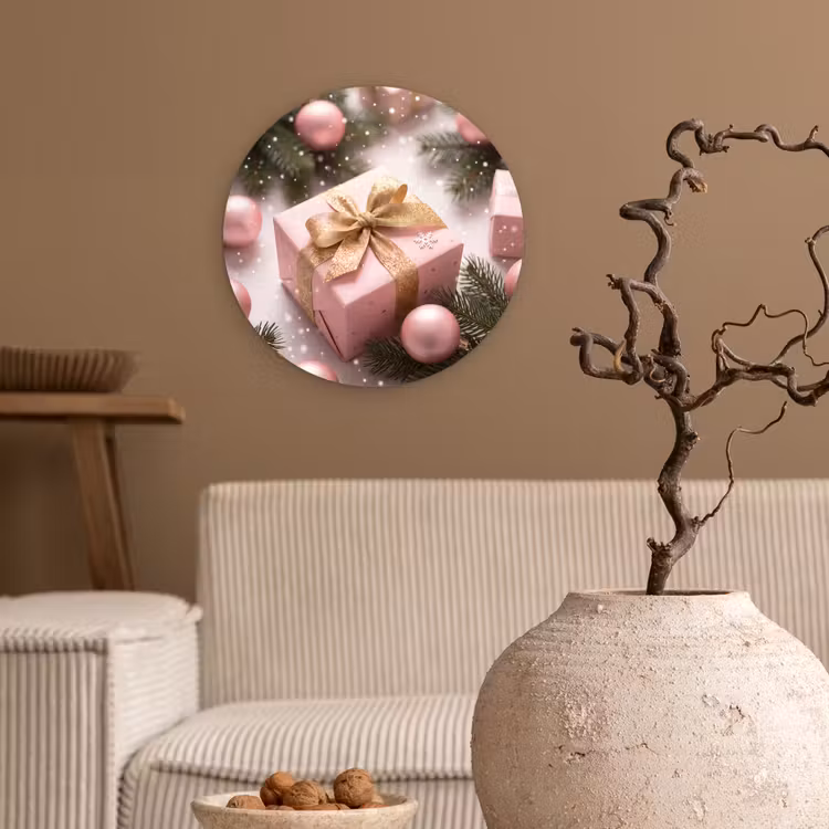 Muurcirkel glas - Cadeau - Kerst - Roze — 2