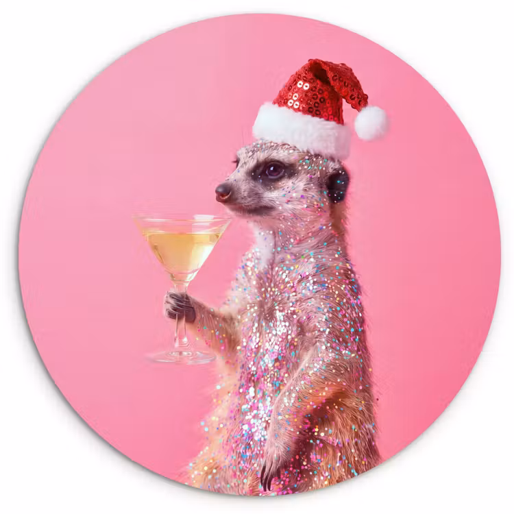 Muurcirkel glas - Dieren - Glitter - Feest — 1
