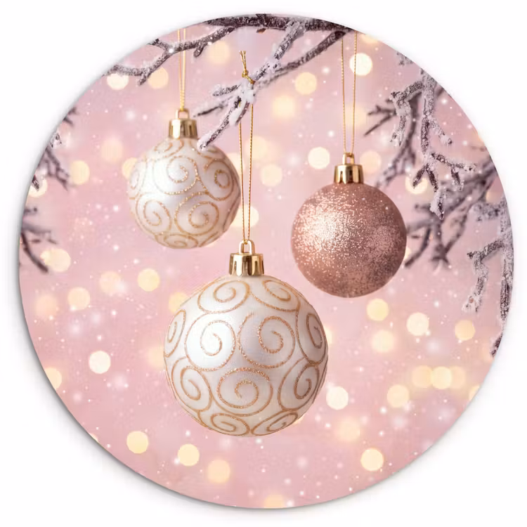 Muurcirkel glas - Kerstbal - Roze - Winter — 1