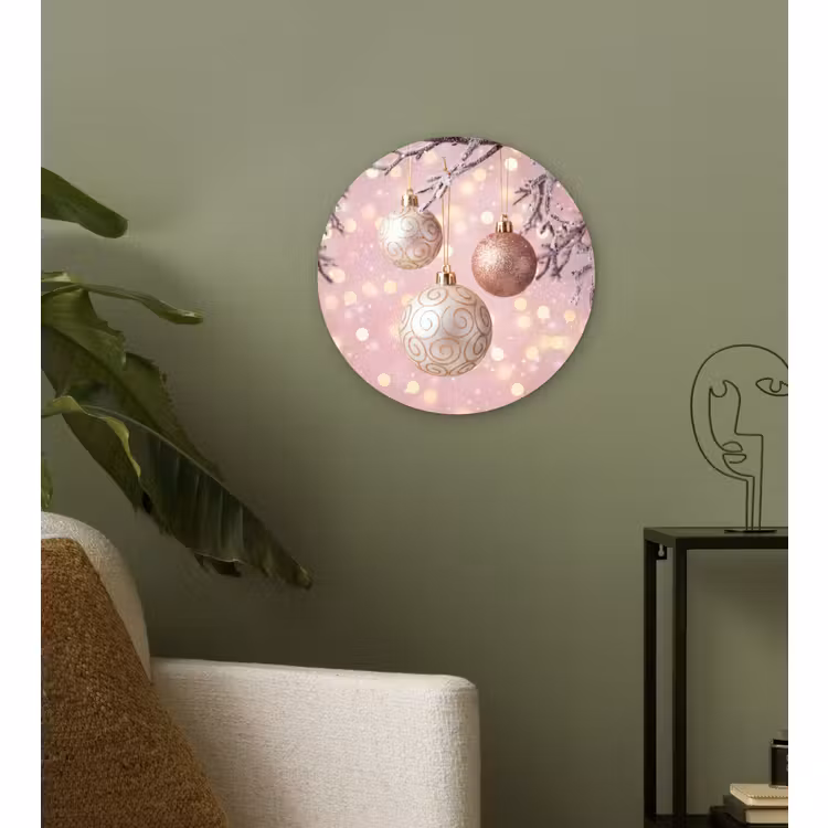 Muurcirkel glas - Kerstbal - Roze - Winter — 3