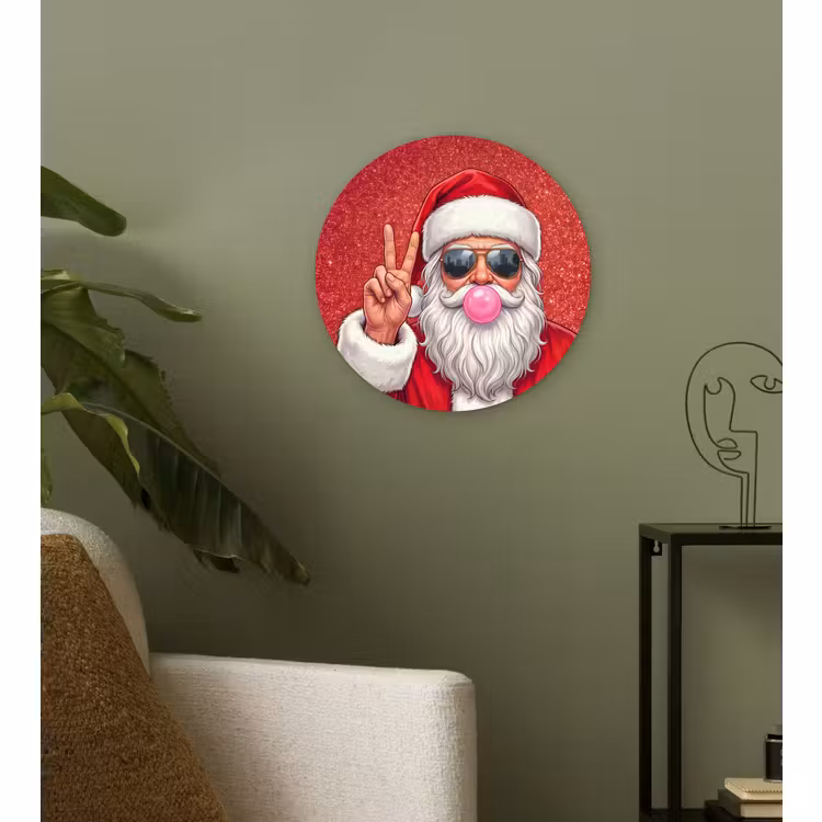 Muurcirkel glas - Kerstman - Zonnebril - Kerst — 3