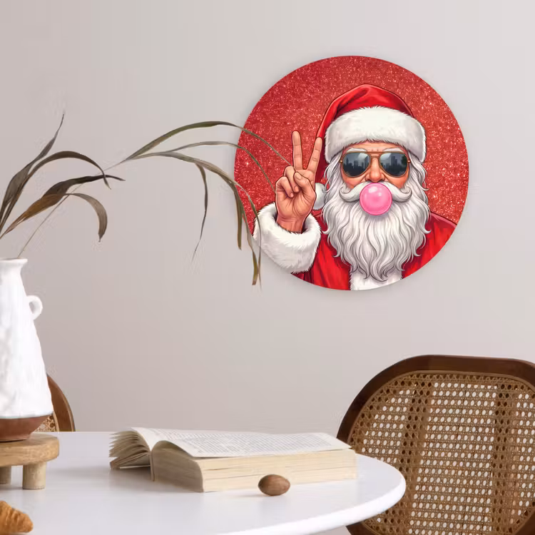 Muurcirkel glas - Kerstman - Zonnebril - Kerst — 4