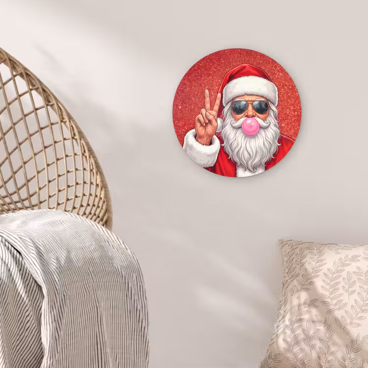 Muurcirkel glas - Kerstman - Zonnebril - Kerst — 5