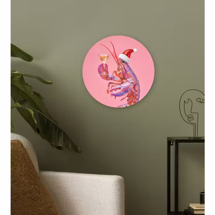 Muurcirkel glas - Kreeft - Kerst - Roze — 3