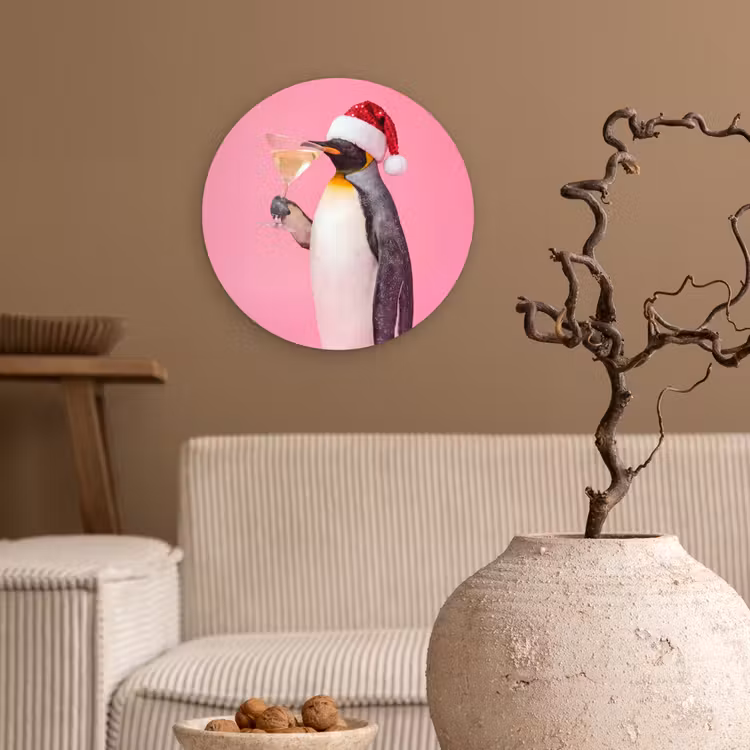 Muurcirkel glas - Pinguïn - Kerst - Feest — 2