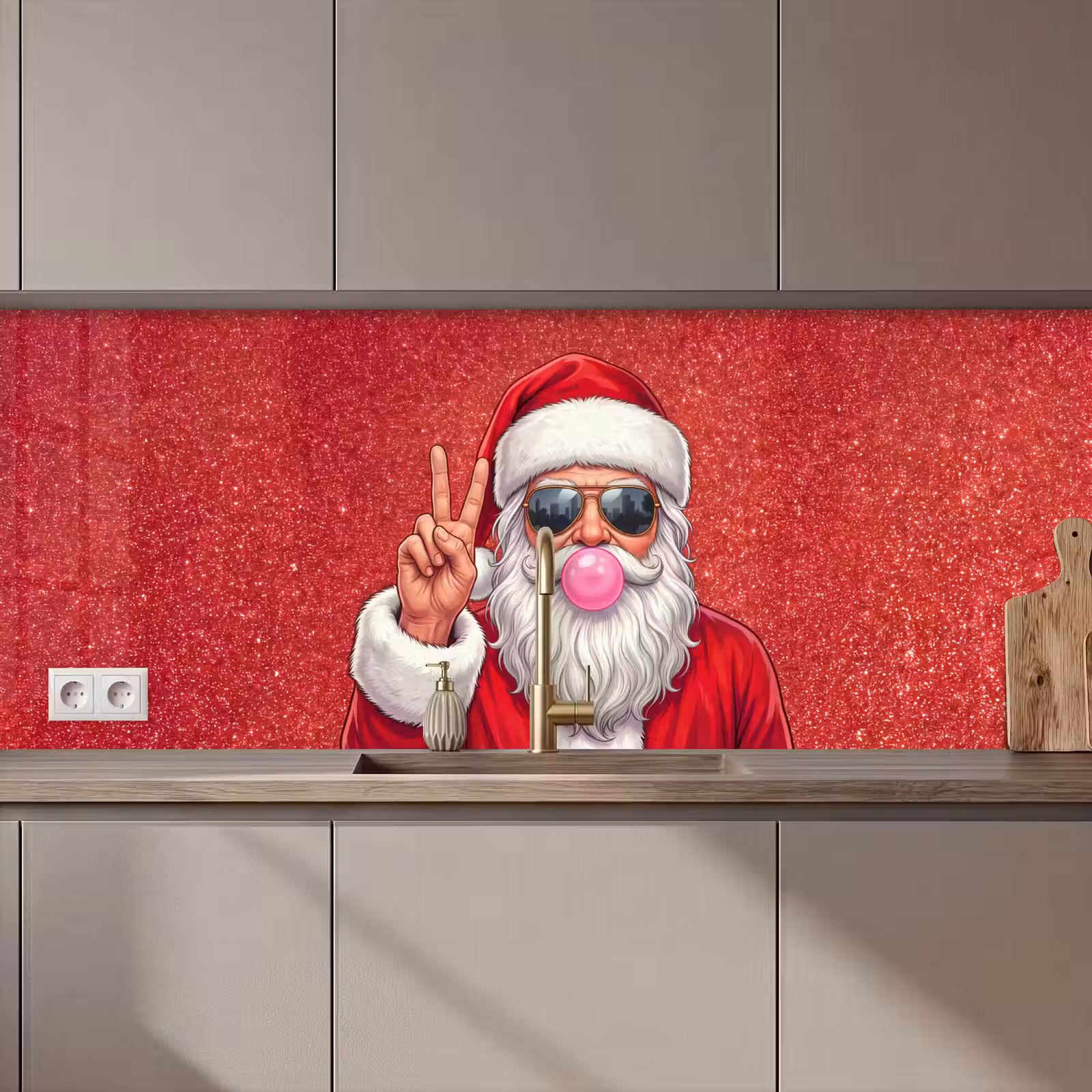 Keuken achterwand - Kerstman - Zonnebril - Kerst — 1