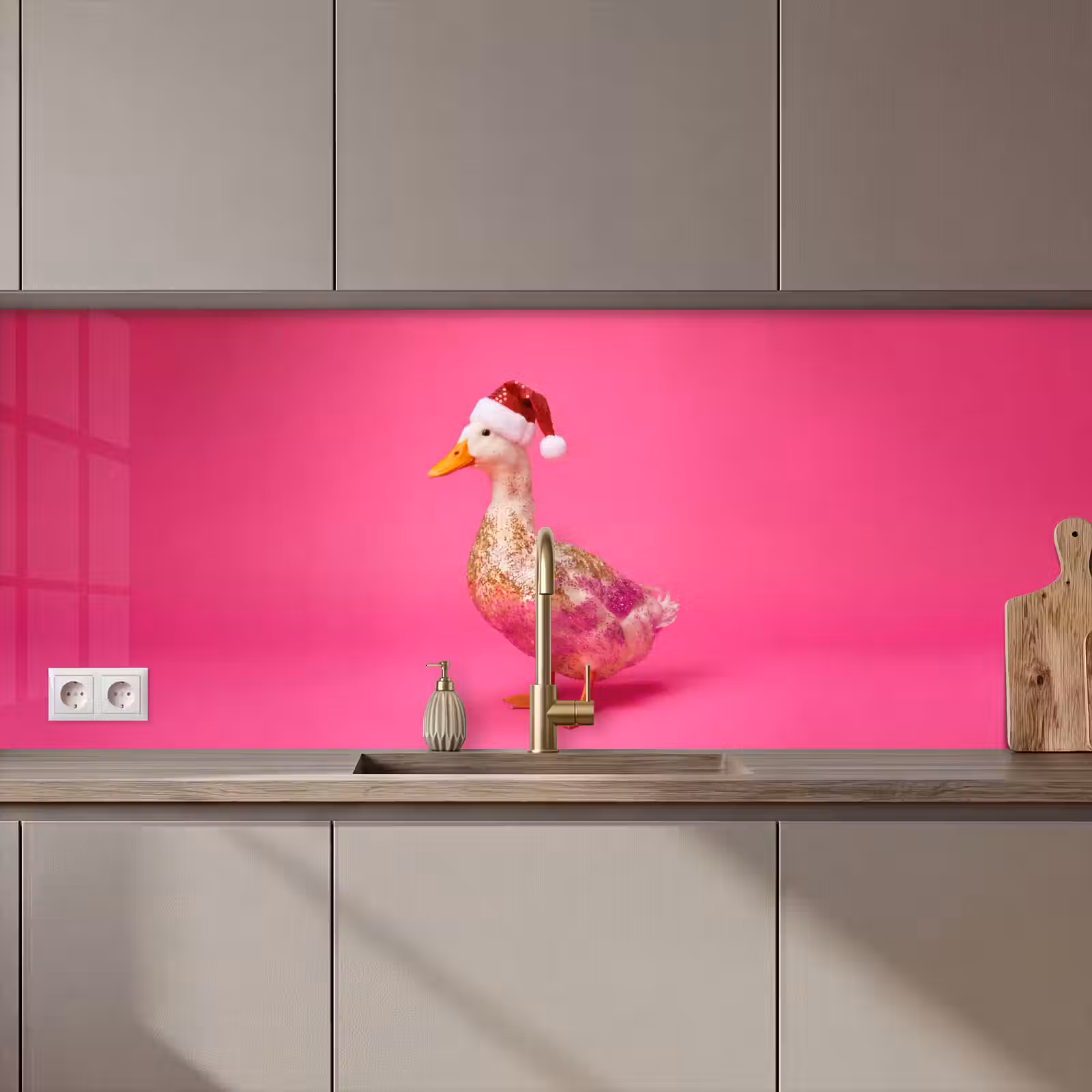 Keuken achterwand - Vogel - Kerst - Roze — 1