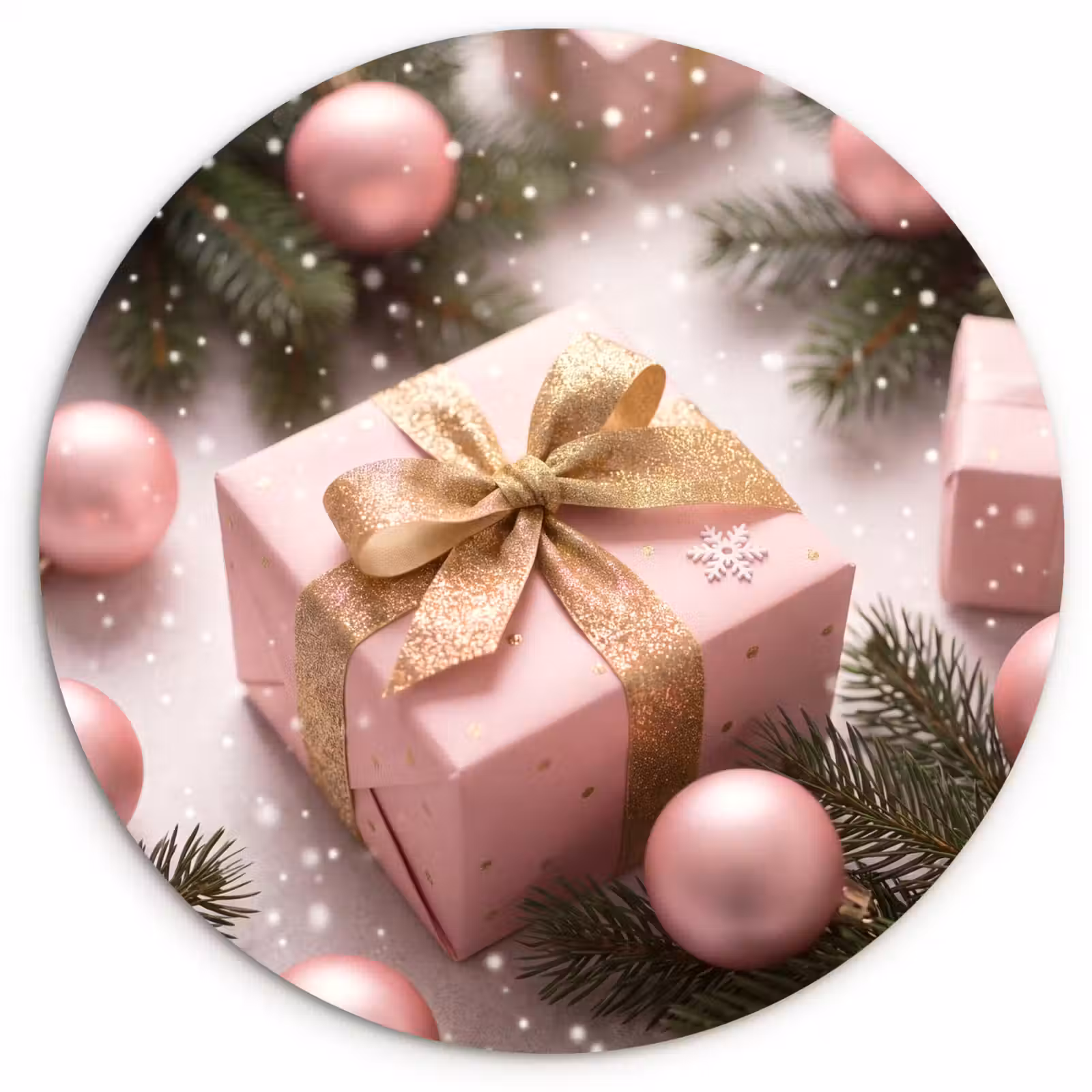 Muurcirkel - Cadeau - Kerst - Roze — 1