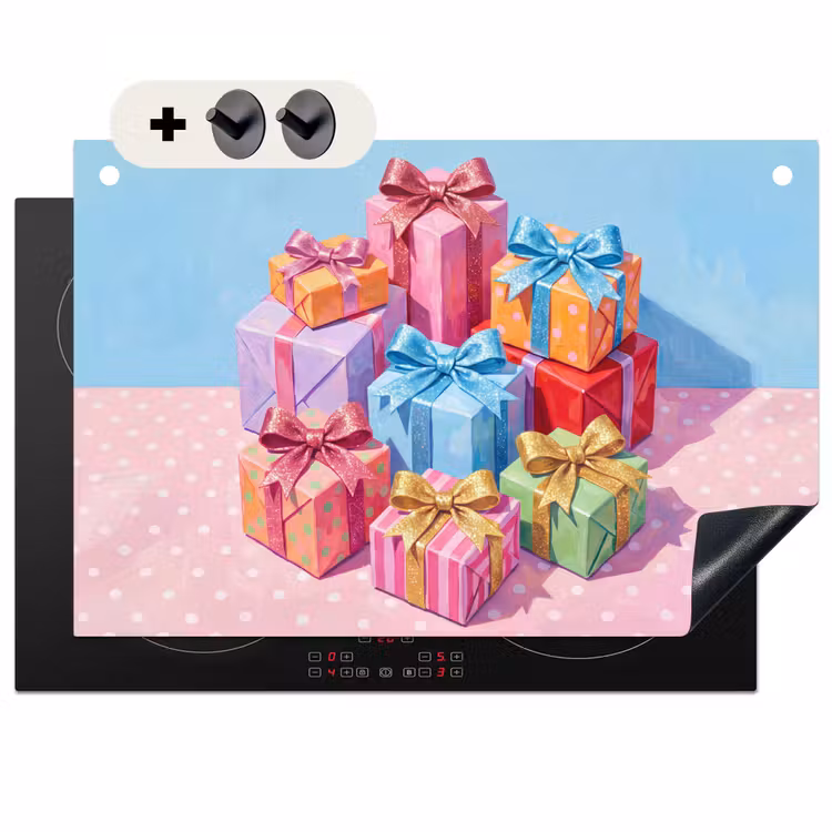 Inductiebeschermer & spatscherm (2in1) - Geschenken - Feest - Kleurrijk — 1