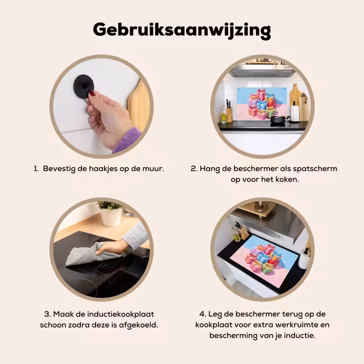 Inductiebeschermer & spatscherm (2in1) - Geschenken - Feest - Kleurrijk — 6