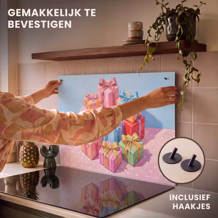 Inductiebeschermer & spatscherm (2in1) - Geschenken - Feest - Kleurrijk — 7