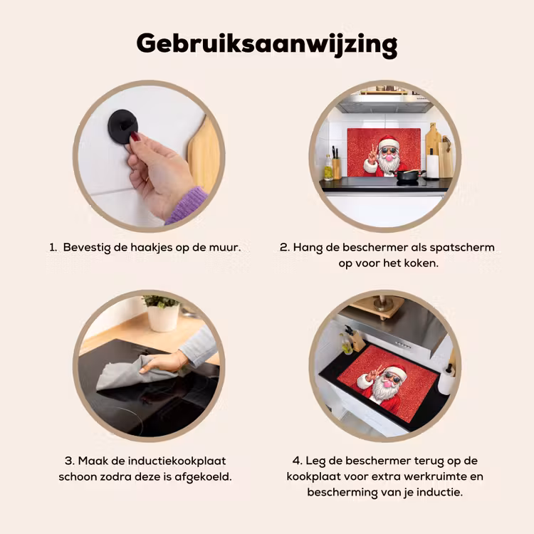 Inductiebeschermer & spatscherm (2in1) - Kerstman - Zonnebril - Kerst — 6