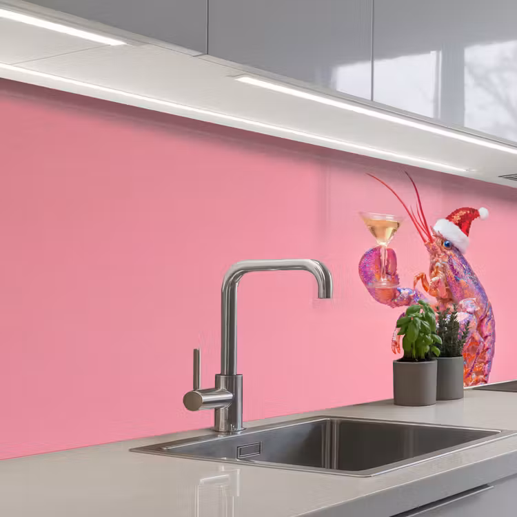 Keuken achterwand - Kreeft - Kerst - Roze — 2